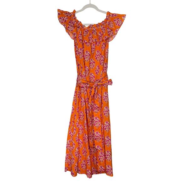 Pink City Prints Tuckernuck Tangerine Buta Print Tallulah Off the Shoulder Dress - Picture 9 of 11